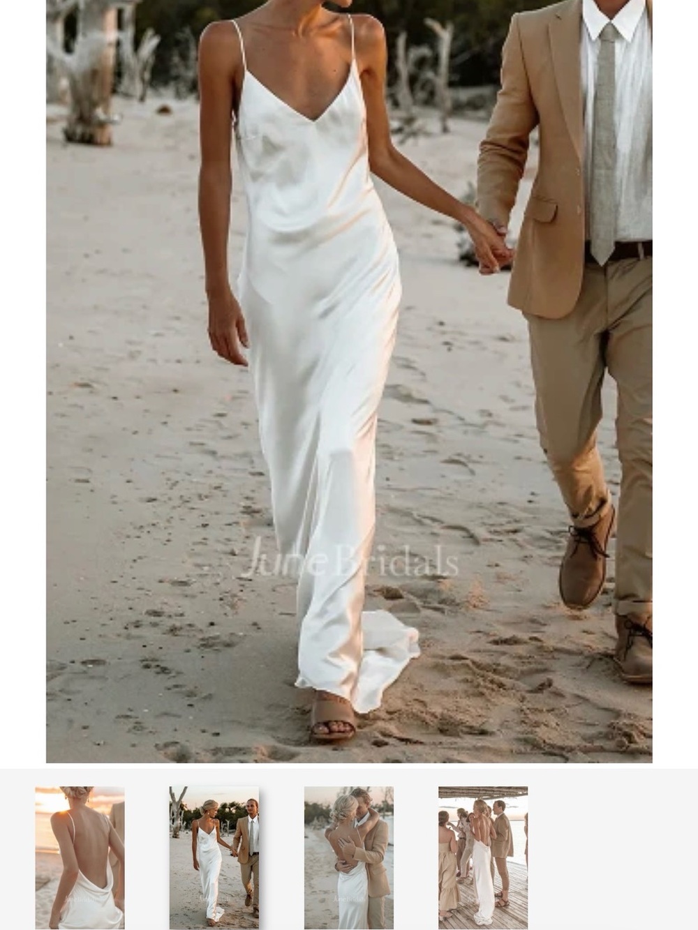 Ivory Satin Open Back Slip Dress
